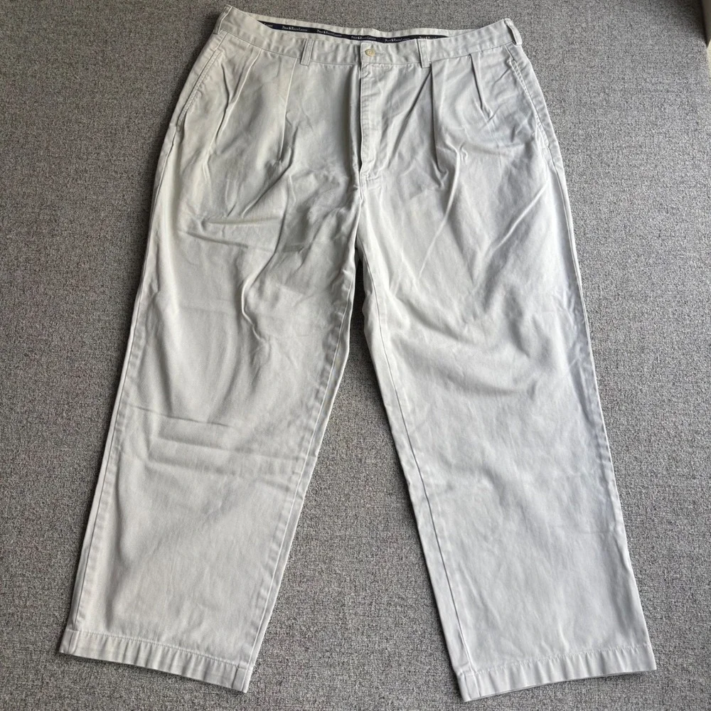 Polo Ralph Lauren Pants Mens 40x27 Andrew Pant Tan Pleated Chino Relaxed Cotton
